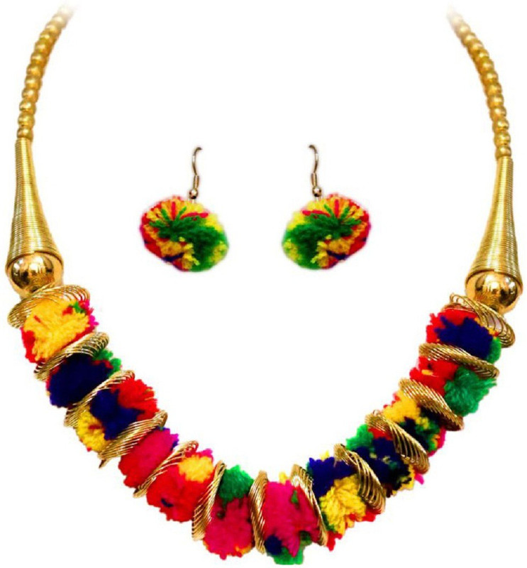 renaissance traders RE 36Y multy pom pom Gold-plated Plated Metal Necklace Set