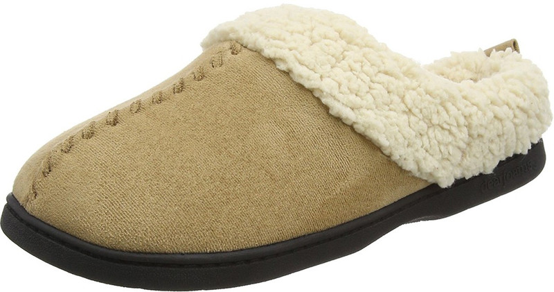Dearfoams Microsuede Moccasin with Quilted Tab & Memory Foam Boots For Women(Beige)