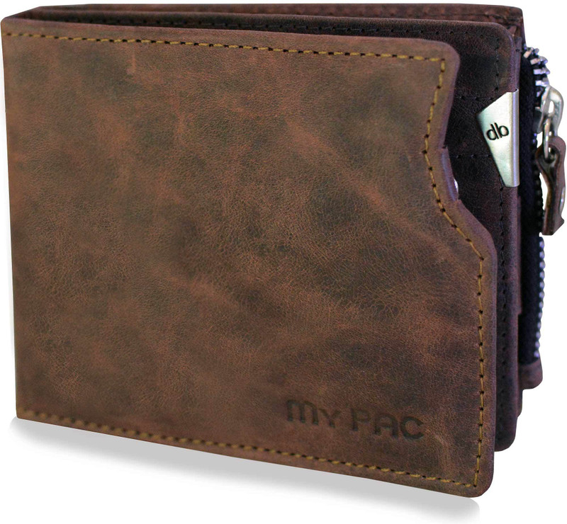 my pac db Men Brown Genuine Leather Wallet(8 Card Slots)