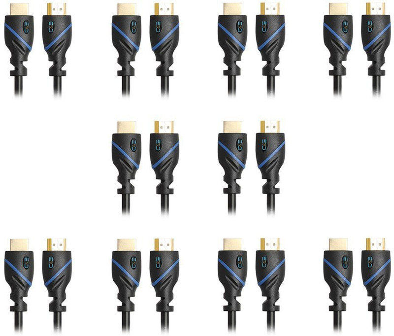 C&E TV-out Cable HDMI Cable 10 Feet CL3 Certified 3D and Audio Return Channel 10 Pack(Black, For TV, 3.048 m)