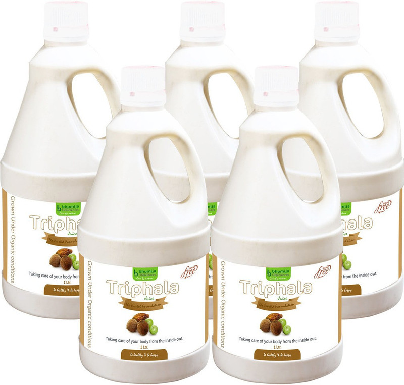 Bhumija Lifesciences Triphala (Amla, Baheda & Harad) Juice (Sugar Free) Energy Drink(5x1 L, Unflavoured Flavored)