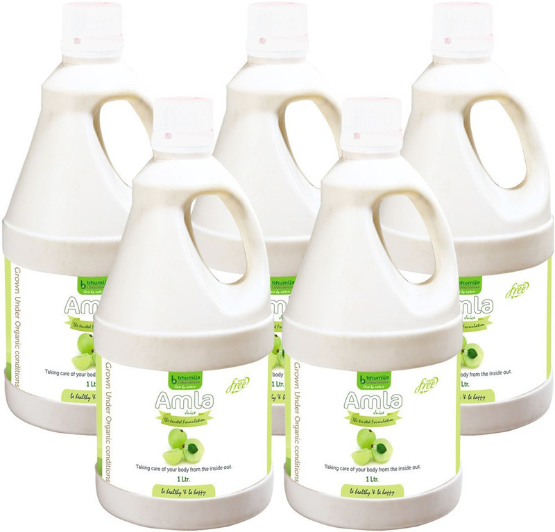 Bhumija Lifesciences Amla Juice (Sugar Free) Energy Drink(5x1 L, Unflavoured Flavored)