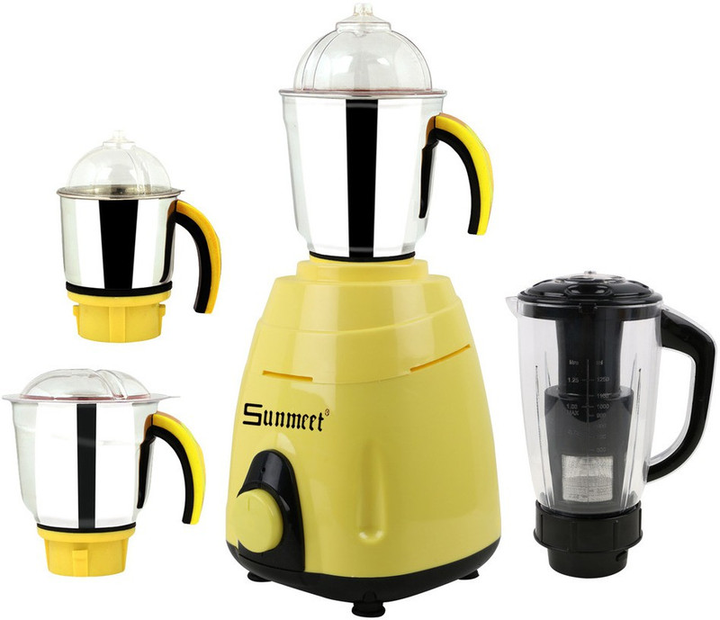 Sunmeet New_MG16-486 MG16-486 600 W Juicer Mixer Grinder(Yellow, 4 Jars)