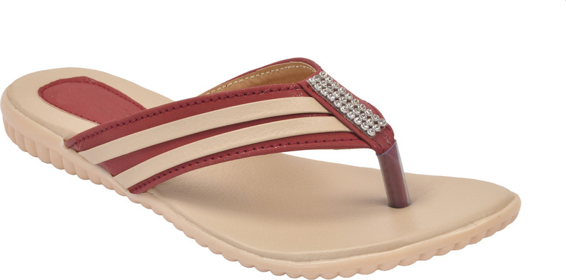 With The Fashion Women Burgundy Flats