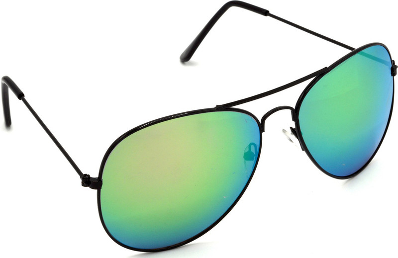 Hrinkar Aviator Sunglasses(Golden, Green)