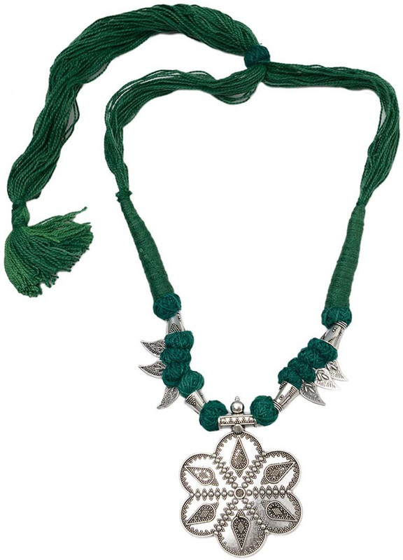 Taj Pearl Gypsy Silver Plated Alloy Necklace