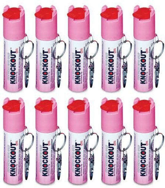 Knockout Punch Super Strong OC Pepper Spray With Safety Lock & Key Ring (Pack of 10), For Women Safety Pepper Stream Spray