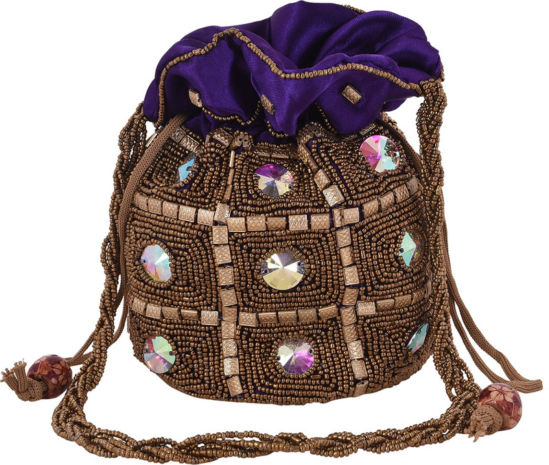 Craft Trade Ethnic Rajasthani Potli Bag For Women, Bridal, Casual, Party, Wedding Potli(Purple)