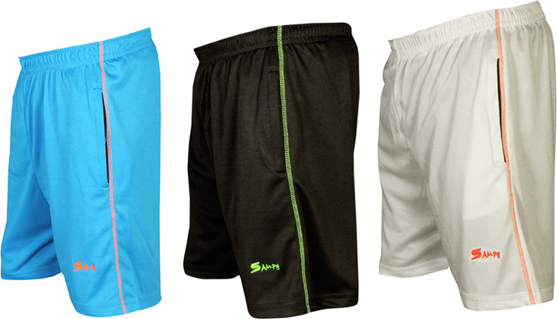 sampy Solid Men Black, Light Blue, White Sports Shorts, Gym Shorts