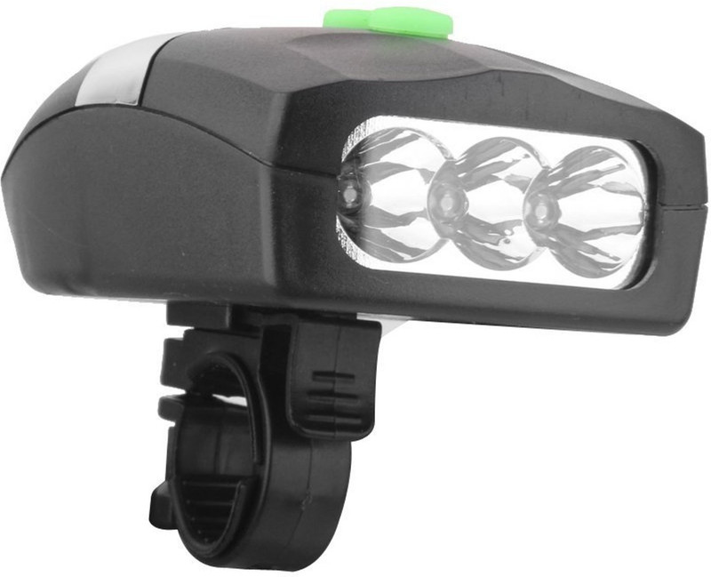 FurMito Multi Electric Bicycle Horn with Super Bright 3 LED Bicycle LED Front Light(Black, Silver)