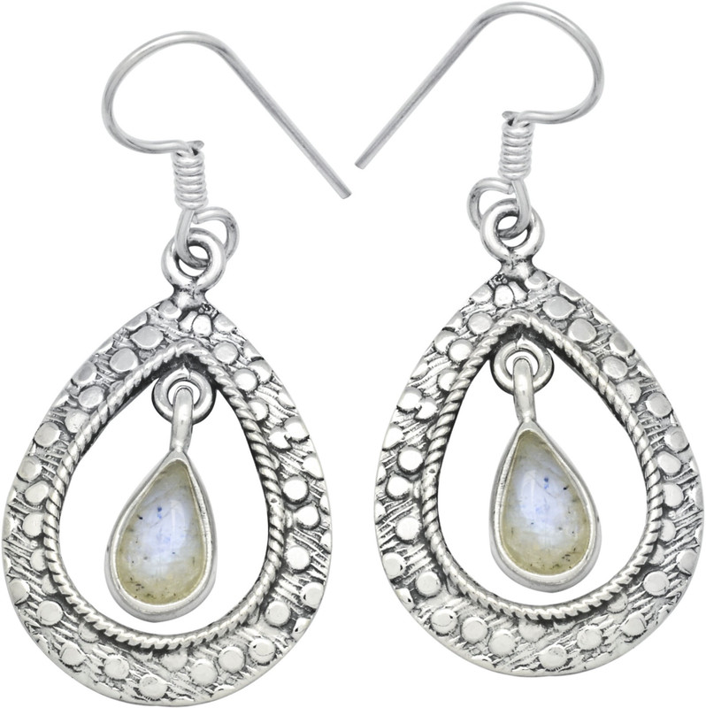 YugshaJewels YJE-10 Moonstone Silver Drops & Danglers