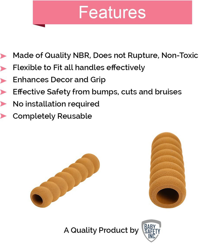 Safe-O-Kid Pack of 2 - Fit-all High Density Door Handle Sleeve(Brown)
