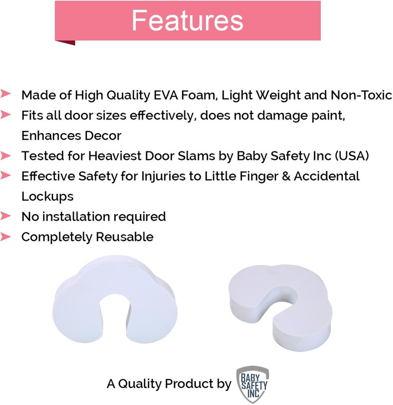 Safe-O-Kid Pack of 4 - Fit-all, High Density, Strong EVA Finger Pinch Door Guard(White)