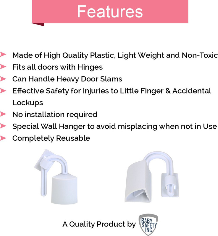 Safe-O-Kid Pack of 8 - Effective Finger Guard for Hinged Doors(White)