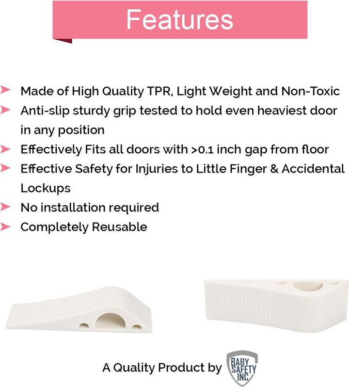 Safe-O-Kid Pack of 4 - Fit-all, Anti-slip Multi-Surface TPR Door Stopper(White)