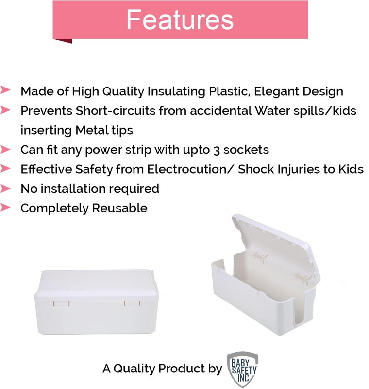 Safe-O-Kid Pack of 2 - Elegant, Effective Anti-Shock Power Strip Case(White)