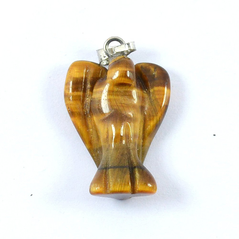 air9 TIGER EYE STONE ANGEL FIGURINE PENDENT Crystal Crystal