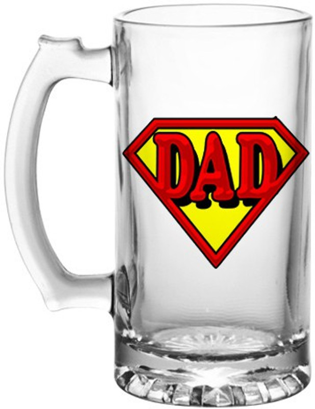 mugshug superdad style printed mug Glass(Glass, 550 ml, Multicolor, Pack of 1)