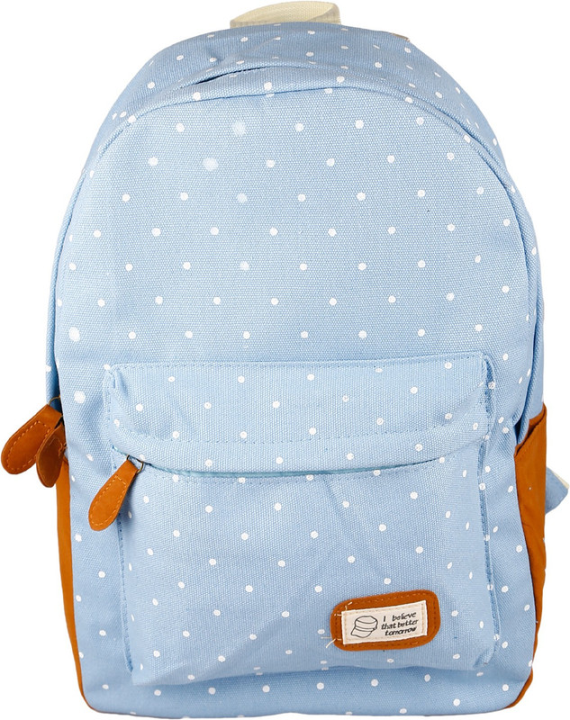 Aaishwarya Polka Pattern Blue Canvas Backpack Backpack(Blue, 10 L)