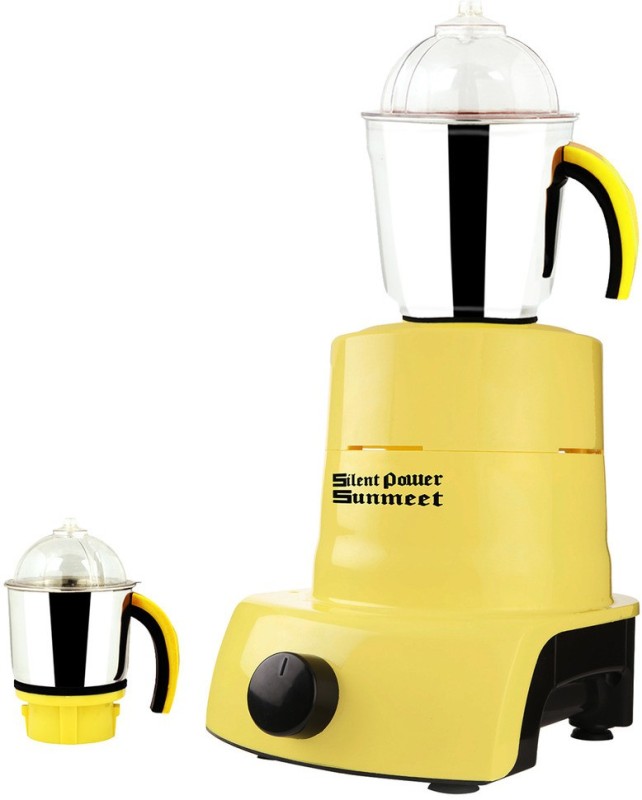 SilentPowerSunmeet ABS Plastic Body Brand Outlet model_MA_443 ABS Plastic YPMA17_443 600 W Mixer Grinder(Yellow, 2 Jars)