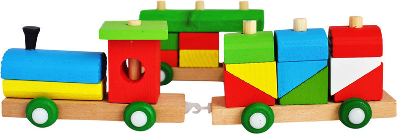 Trinkets & More - Shape Sorter Train (36 Pieces) | Geometric Shapes Wooden Puzzle Stacking Toy | Early Educational Toys Toddlers | Kids 3 + Years(Multicolor)