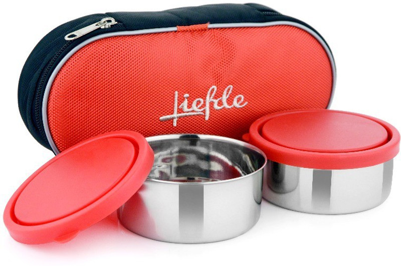 liefde Liefde<Lunch_Box> Thermally insolated (12 cm 2 containers) Stainless Steel Storage Bowl(Red, Pack of 1)