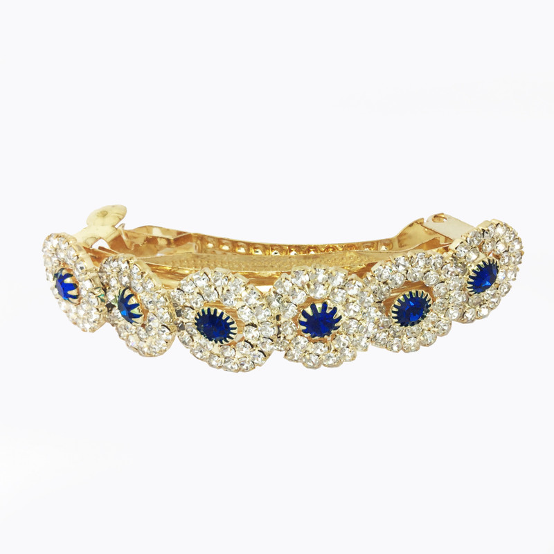 AccessHer Designer studded back Barrette Hair Clip(Blue)