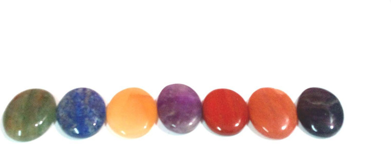 air9 7 CHAKRA GEMSTONE OVAL PALM STONE SET Decorative Showpiece  -  3.5 cm(Crystal, Multicolor)