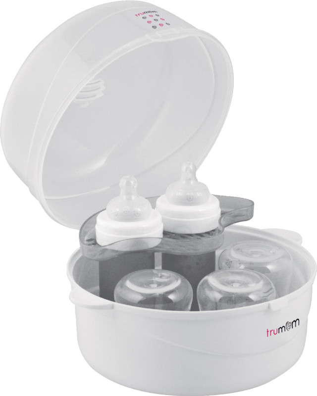 Trumom (USA) Steam Safe Microwave Baby Bottles Sterilizer (Fits 6 bottles of all brands) Complete elimination of bacteria in just 2 minutes !!! … - 6 Slots(Grey)