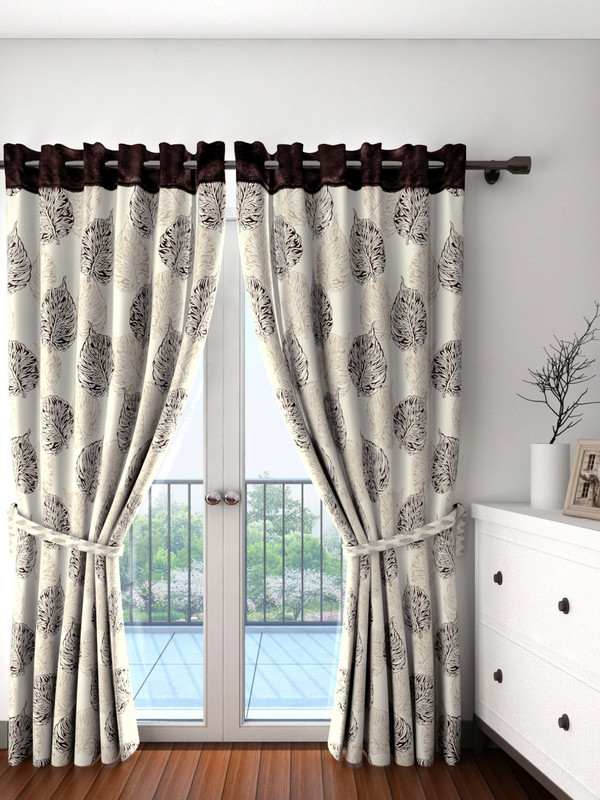 Cortina Polyester Brown Floral Eyelet Door Curtain(210 cm in Height, Single Curtain) RS.613 (71.00% Off) - Flipkart