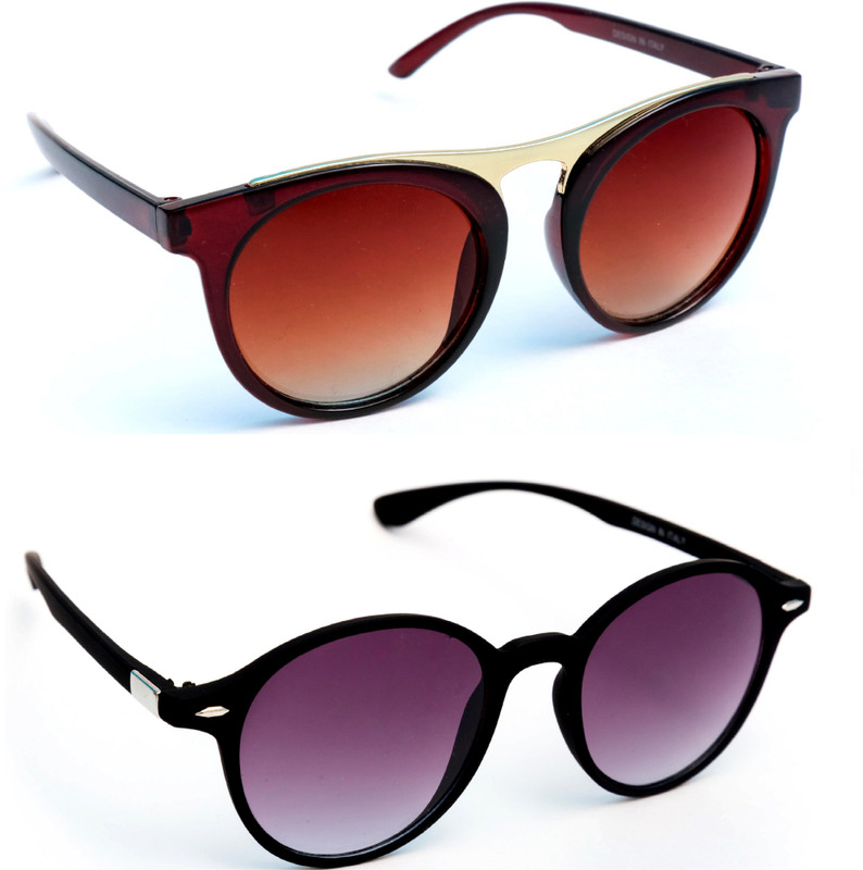 TheWhoop Round Sunglasses(Brown, Violet)