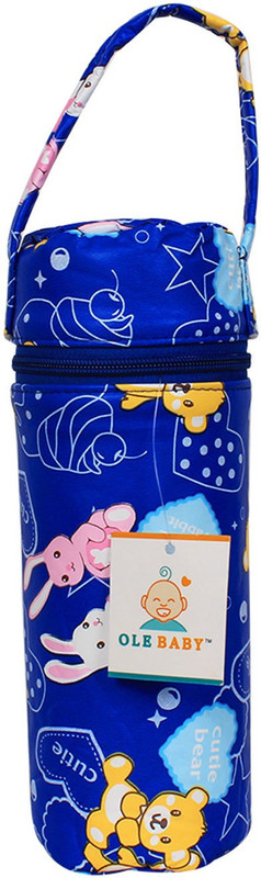 Ole Baby Twin Bunny Print Single Portable Infant Feeding Milk Food Thermal Bag Storage Holder (Upto 250ml each) - 1 Slots(Dark Blue)