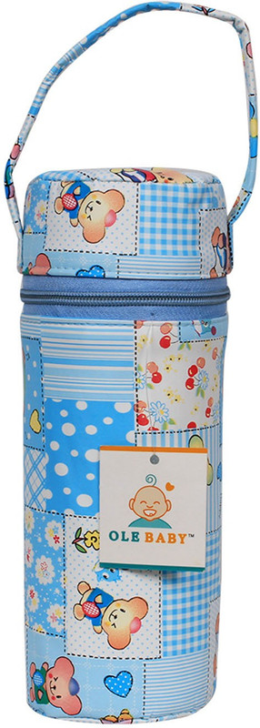 Ole Baby Lines Checks Print Single Portable Infant Feeding Milk Food Thermal Bag Storage Holder (Upto 250ml each) - 1 Slots(Light Blue)
