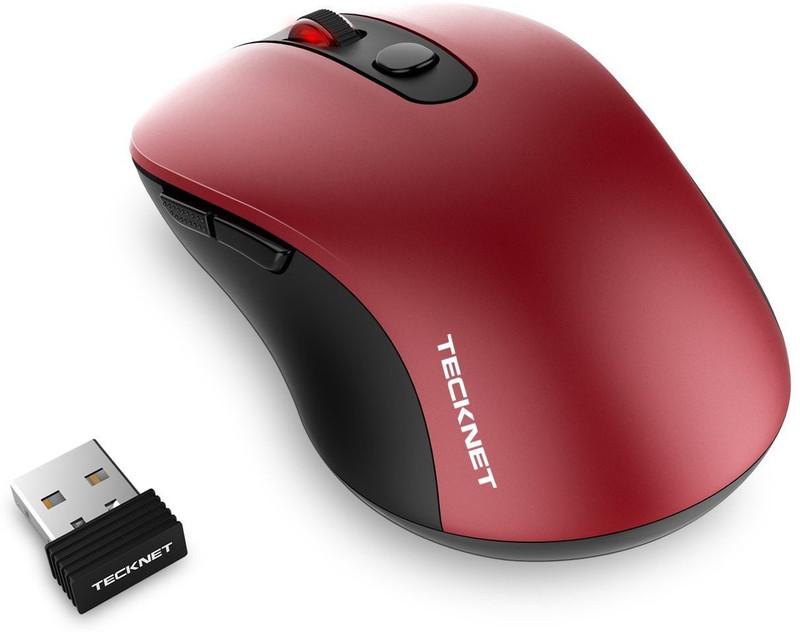 Tecknet M001 Pure Wireless Optical Gaming Mouse(2.4GHz Wireless, Red)
