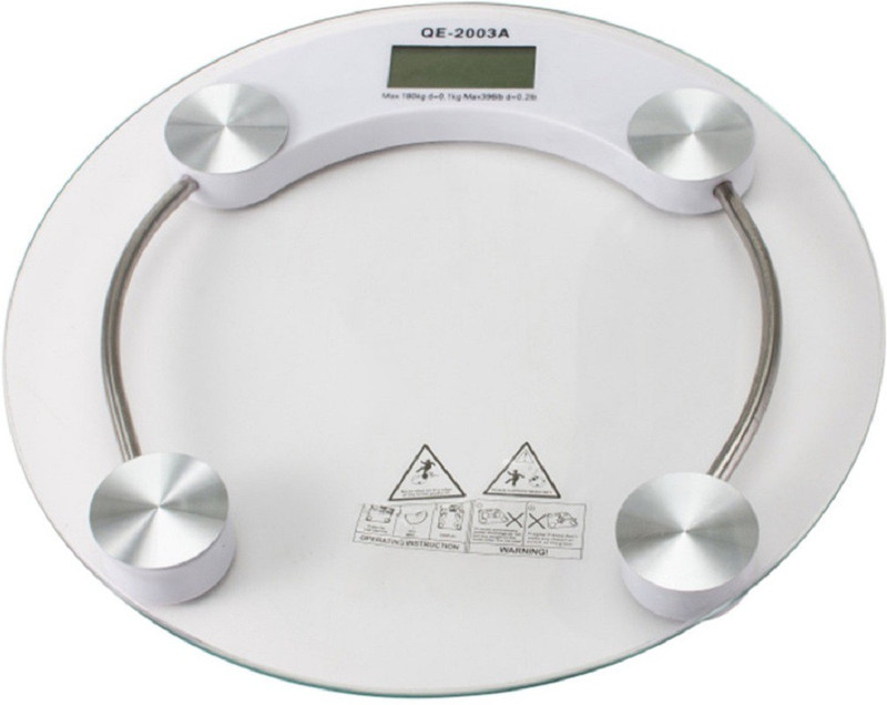 Italish Round Glass Electronic Digital Health Body Weighing Scale(Silver)