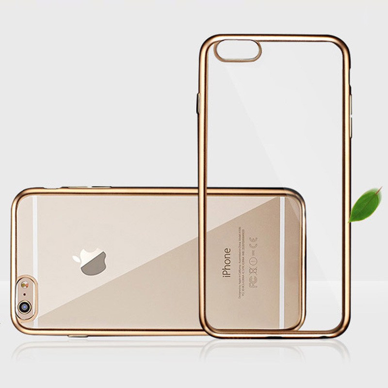 angels creations Back Cover for iPhone 6/6S(Transparent with Gold Edges, Silicon)
