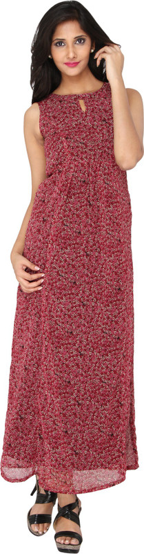 Aatmik Women Maxi Maroon Dress