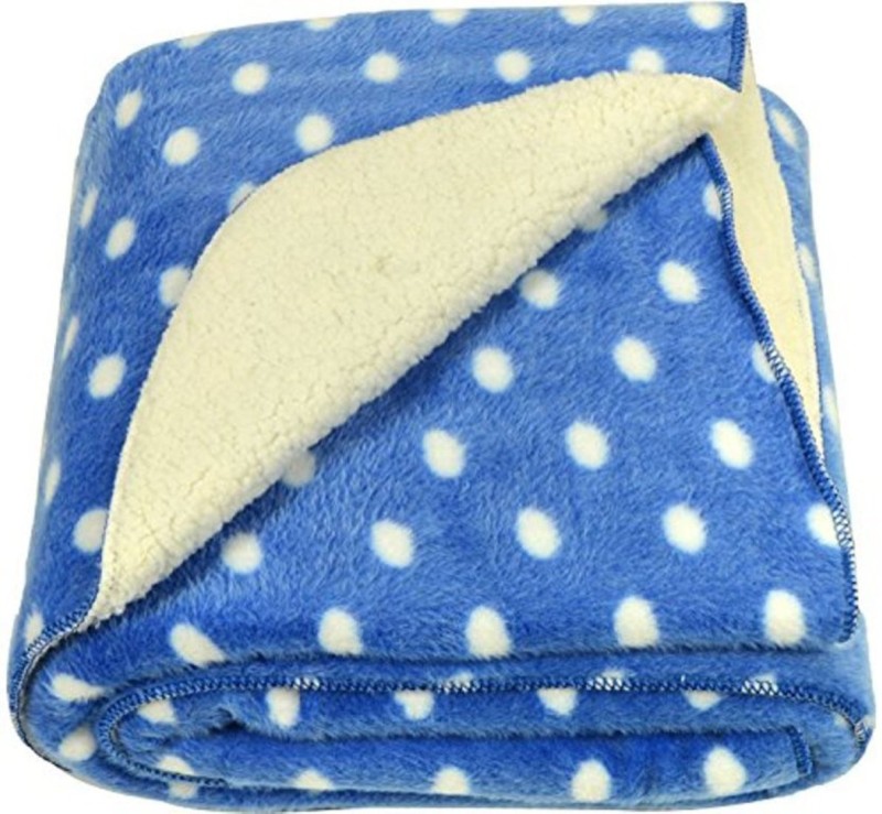 Love Bird Polka Crib Sherpa Blanket(Microfiber, Blue)