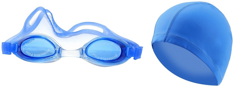 Sports 101 Aqua Max2 Adult Anti-Fog Goggles and PU Coated Cap Premium Swimming Kit