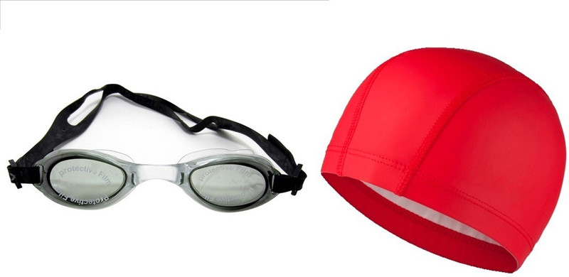 Sports 101 Aqua Max5 Adult Anti-Fog Goggles and PU Coated Cap Premium Swimming Kit