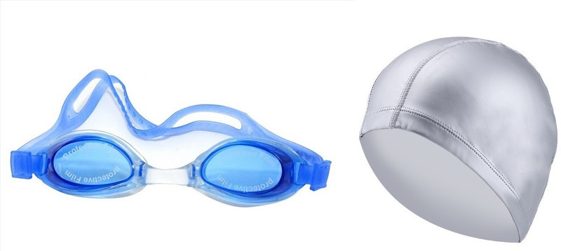 Sports 101 Aqua Max4 Adult Anti-Fog Goggles and PU Coated Cap Premium Swimming Kit