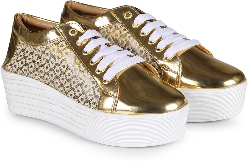 Bella Toes Women's Golden Synthetic Leather Sneakers Shoes Party Wear For Women(Gold) Bella Toes Women's Golden Synthetic Leather Sneakers Shoes Party Wear For Women(Gold)