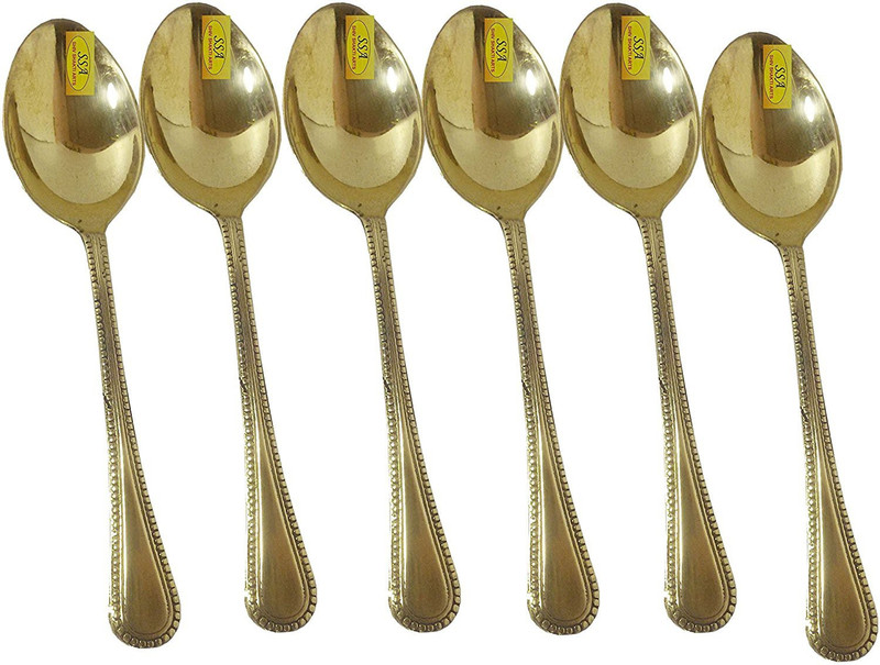 Shivshakti Arts Set Of 2 Handmade Pure Brass Spoon Dana Design Brass Cutlery Set(Pack of 2)