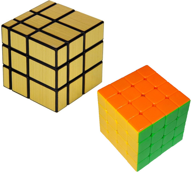 ifrazon HIGH QUALITY MIRROR GOLD & STICKERLESS 4X4 RUBIX SPEED CUBE-COMBO(2 PIECES(2 Pieces)