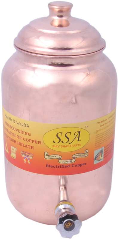 Shivshakti Arts Handmade Pure Copper Pot Matka Water Tank Hammered Design C-849-1 4.5 L Drum(Brown, Pack of 1)