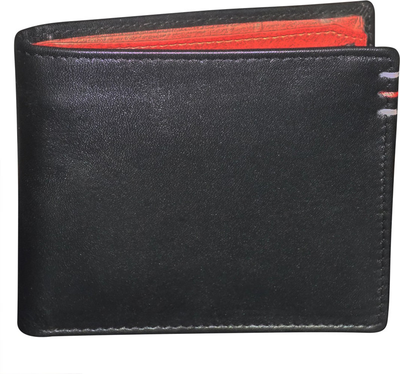 Style 98 Men Black, Red Genuine Leather Card Holder(3 Card Slots)