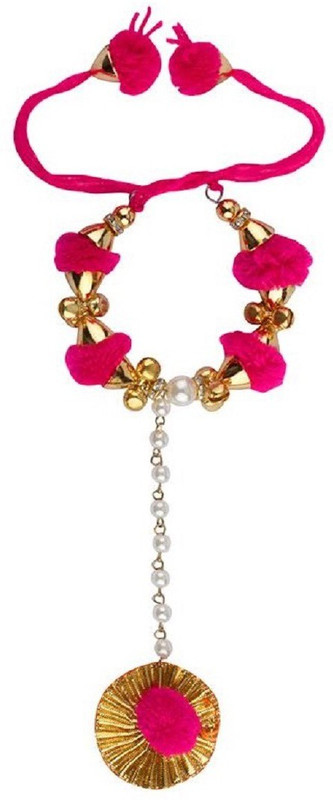 stripes Fabric Beads Gold-plated Ring Bracelet