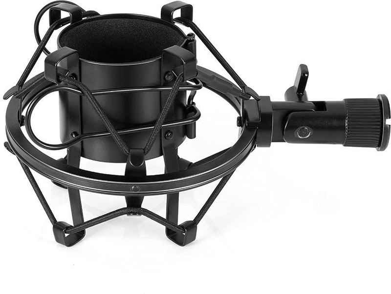 Powerpak Universal Microphone Shock Mount Holder Clip for Studio Condenser Microphone Plastic Shock Mount(Black)