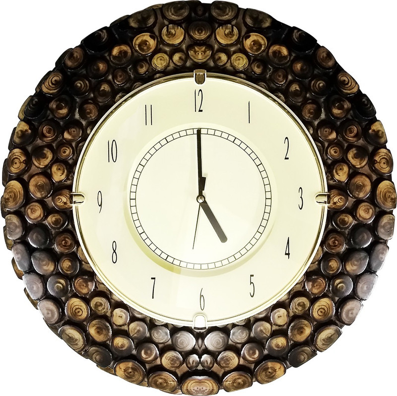 Golddust Analog 40 cm X 40 cm Wall Clock(Brown, With Glass)