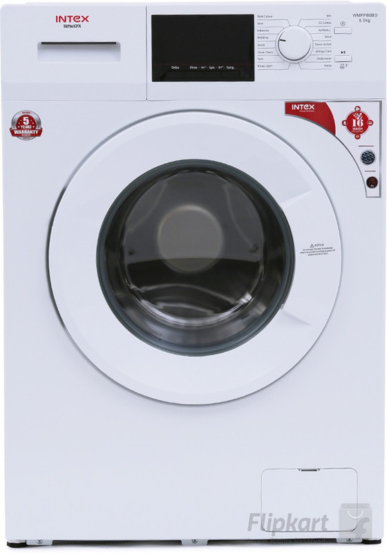 Intex 6 kg Fully Automatic Front Load Washing Machine White(WMFF60BD) RS.23490 (36.00% Off) - Flipkart